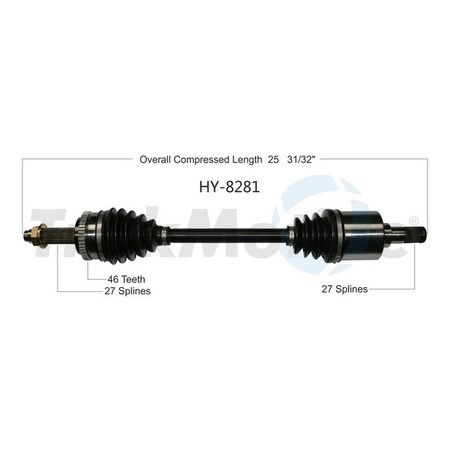 Surtrack Axle Cv Axle Shaft, HY-8281 HY-8281